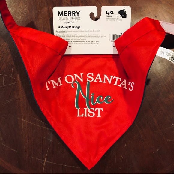 Other - NEW Red & Green Pet Bandana Reversible Naughty or Nice L/XL